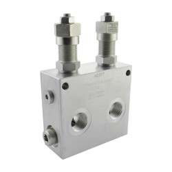 Motor valve dual cross relief anti-cavitation