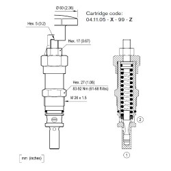 Hydraulic pressure relief valve 80l/mn NV 12 (30-100 bar)/IM#82190/051302040310000/